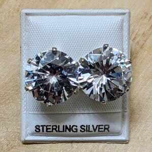 🆕.925 STERLING SILVER ROUND CUBIC ZIRCONIA STUD EARRINGS - UNISEX